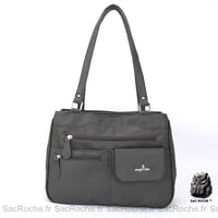 Sac à main femme multi-poches - modèle Gris - Sac Roche ™