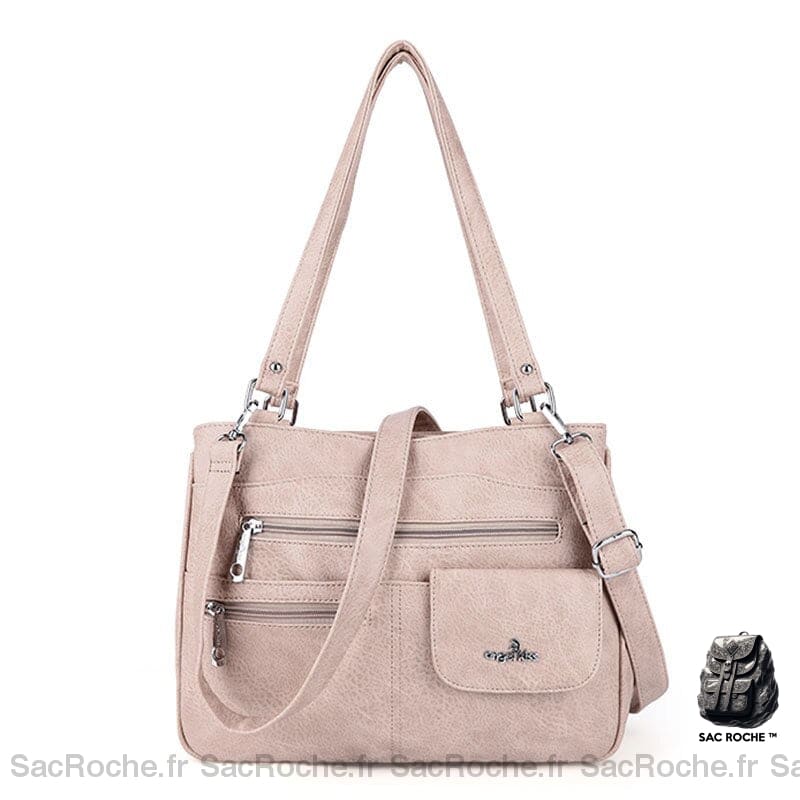 Sac À Main Femme Multi-Poches Rose Pâle Main Femme