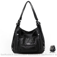 Sac à main femme à multiples poches - modèle Noir / 34x11x27cm - Sac Roche ™