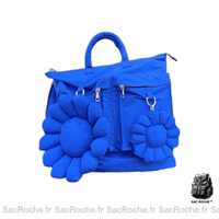 Sac à main femme poches extérieures - modèle Bleu / 35x5x40cm - Sac Roche ™