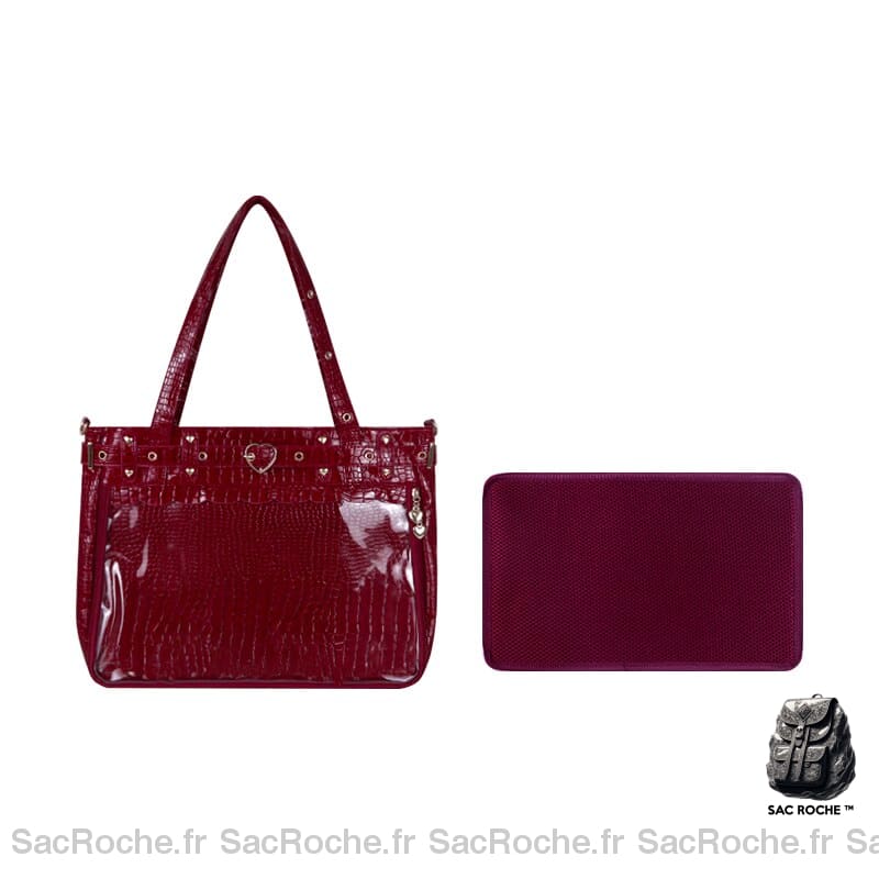 Sac À Main Femme Rouge Synthétique Crocodile / 41X8X29Cm Main Femme