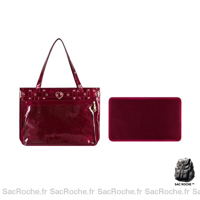 Sac À Main Femme Rouge Synthétique Vernis / 41X8X29Cm Main Femme