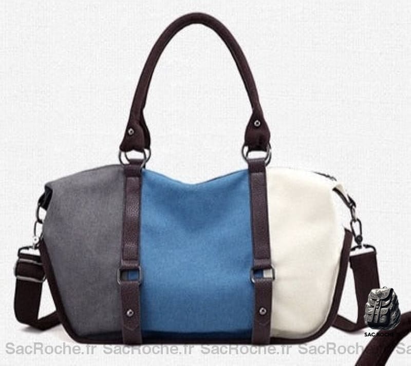 Sac À Main Femme Tricolore Élégant Bleu