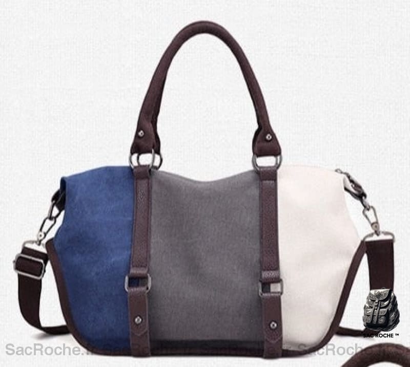 Sac À Main Femme Tricolore Élégant Bleu Marine