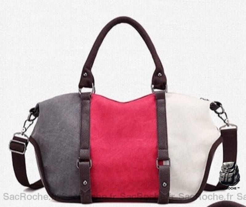 Sac À Main Femme Tricolore Élégant Rouge