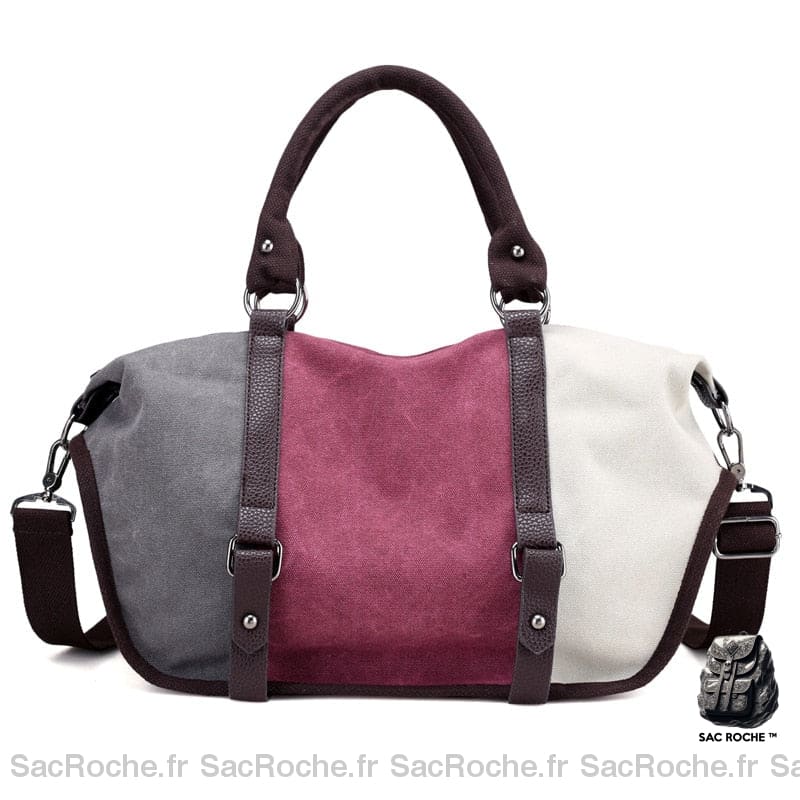 Sac À Main Femme Tricolore Élégant Violet