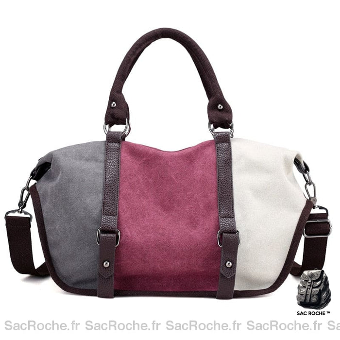 Sac À Main Femme Tricolore Élégant Violet