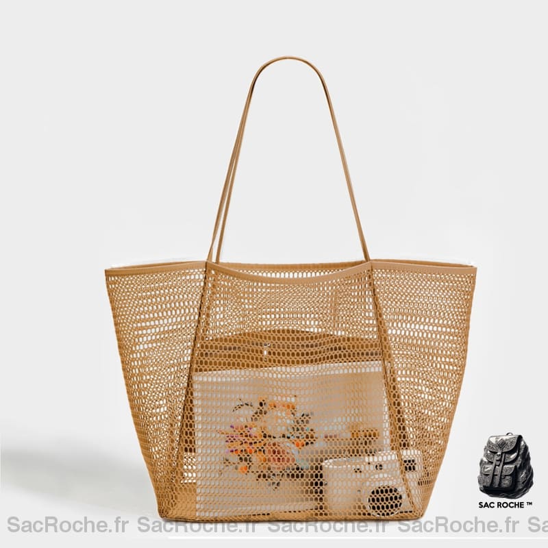 Sac À Main Femme Trou Marron Clair / 35X39Cm