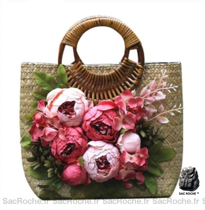 Sac À Main Fleuri Femme Beige / 32X27Cm Main Femme