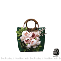 Sac à main fleuri femme - modèle Vert / 32x27cm - Sac Roche ™