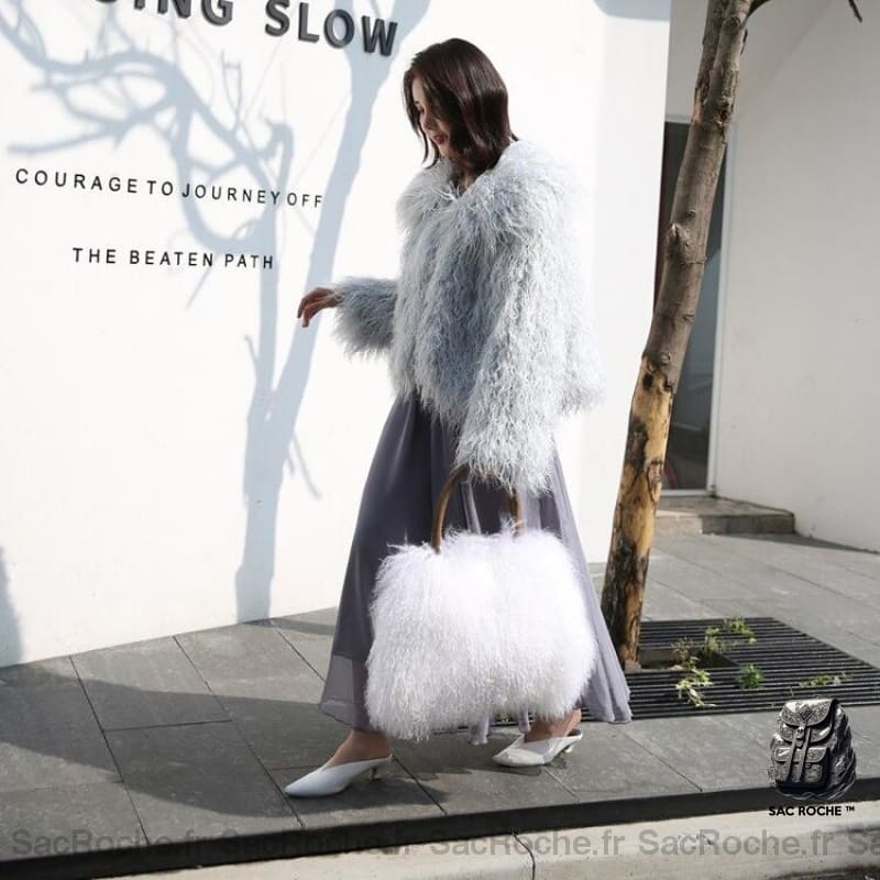 Sac À Main Fourrure Cuir Artificiel Dos Femme