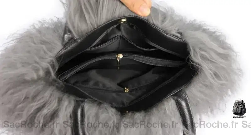 Sac À Main Fourrure Cuir Artificiel Dos Femme