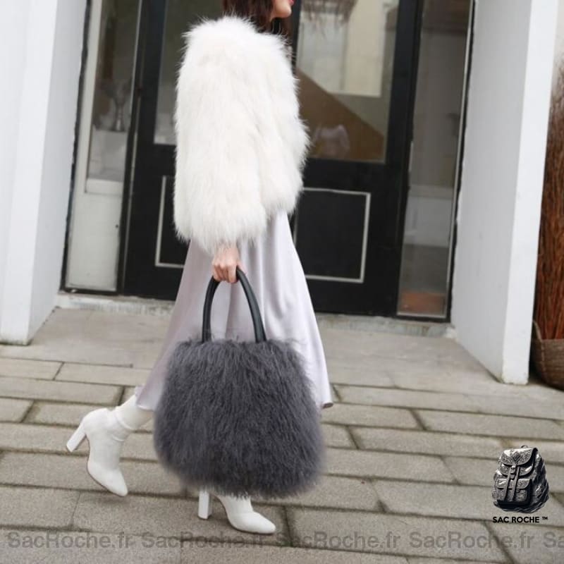 Sac À Main Fourrure Cuir Artificiel Dos Femme