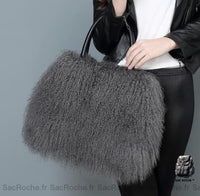 Sac à main Fourrure Cuir Artificiel - modèle Gris - Sac Roche ™