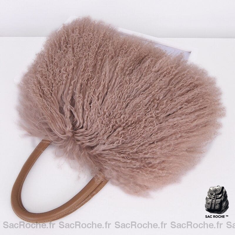 Sac à main en fourrure et en cuir artificiel marron