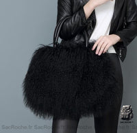 Sac à main Fourrure Cuir Artificiel - modèle Noir - Sac Roche ™