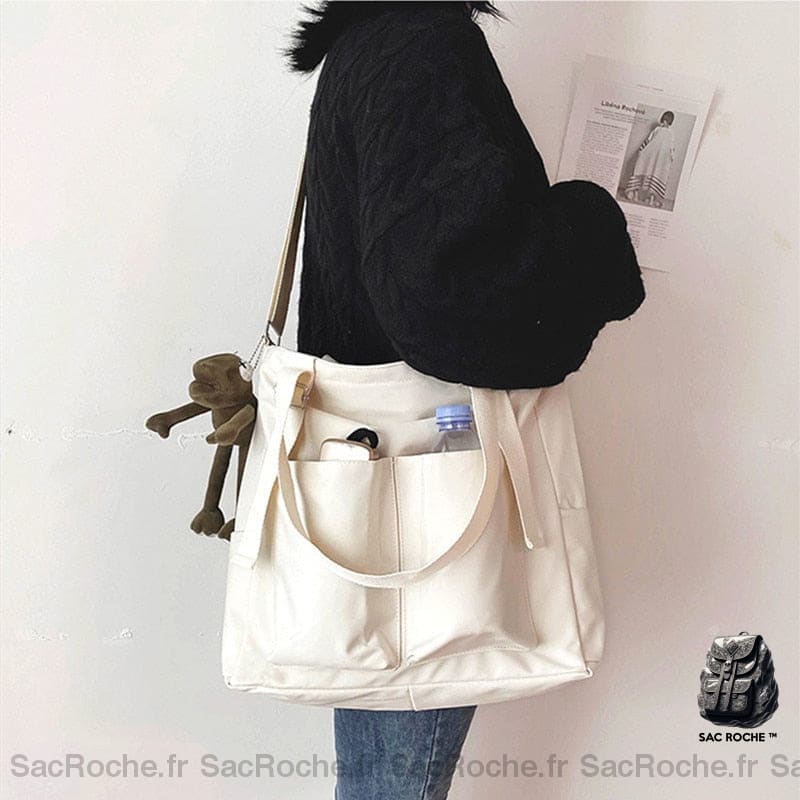 Sac À Main Lycée Pour Les Cours Blanc Main Cours