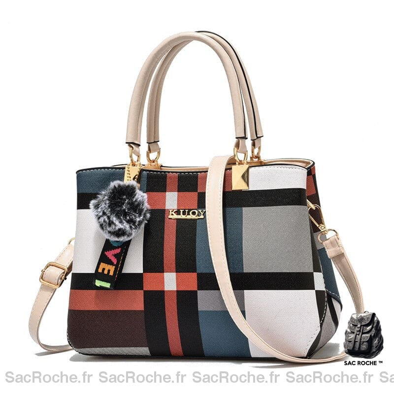 Sac À Main Multicolore Compact Beige Main Femme