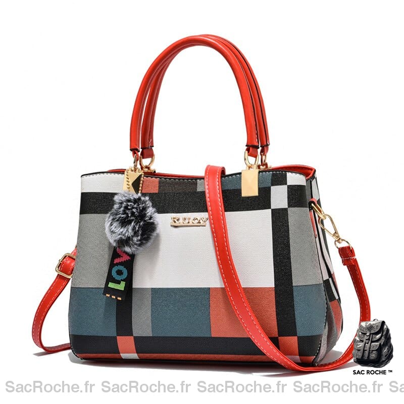 Sac À Main Multicolore Compact Rouge Main Femme