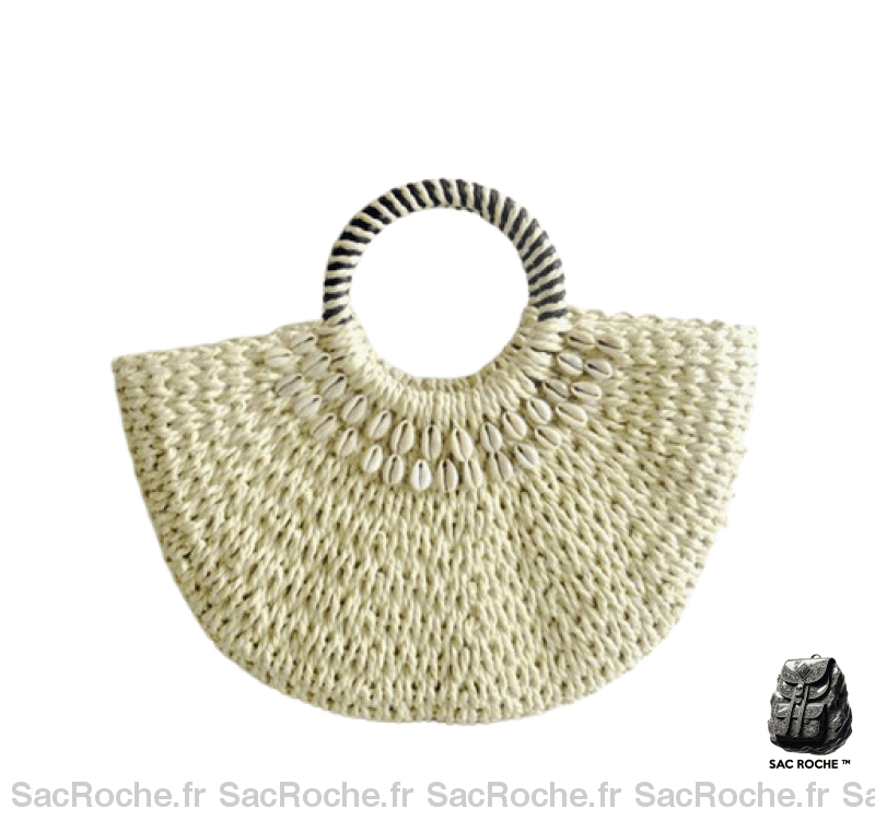 Sac À Main Osier Femme Blanc Cassé / 34X29X6Cm