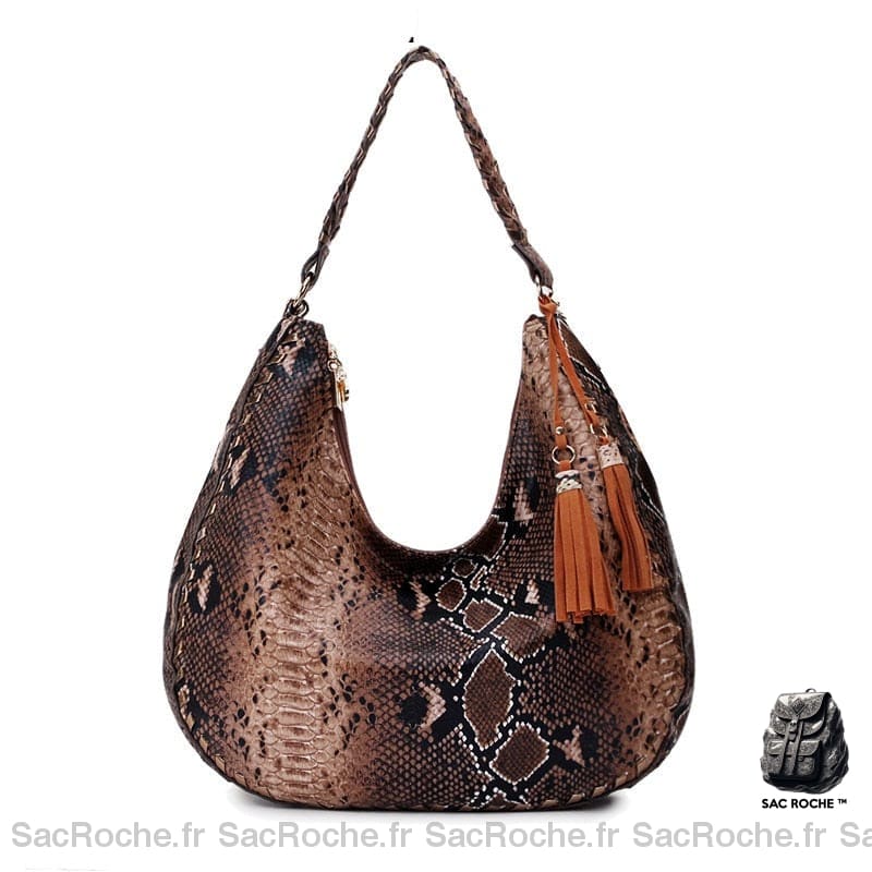 Sac À Main Peau De Serpent Femme Marron Foncé