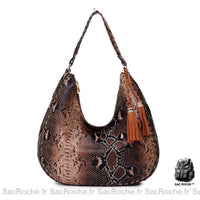 Sac à Main Peau de Serpent Femme - modèle Marron foncé - Sac Roche ™