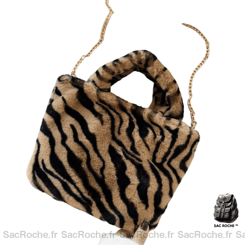 Sac À Main Peluche Pour Femme Marron Noir