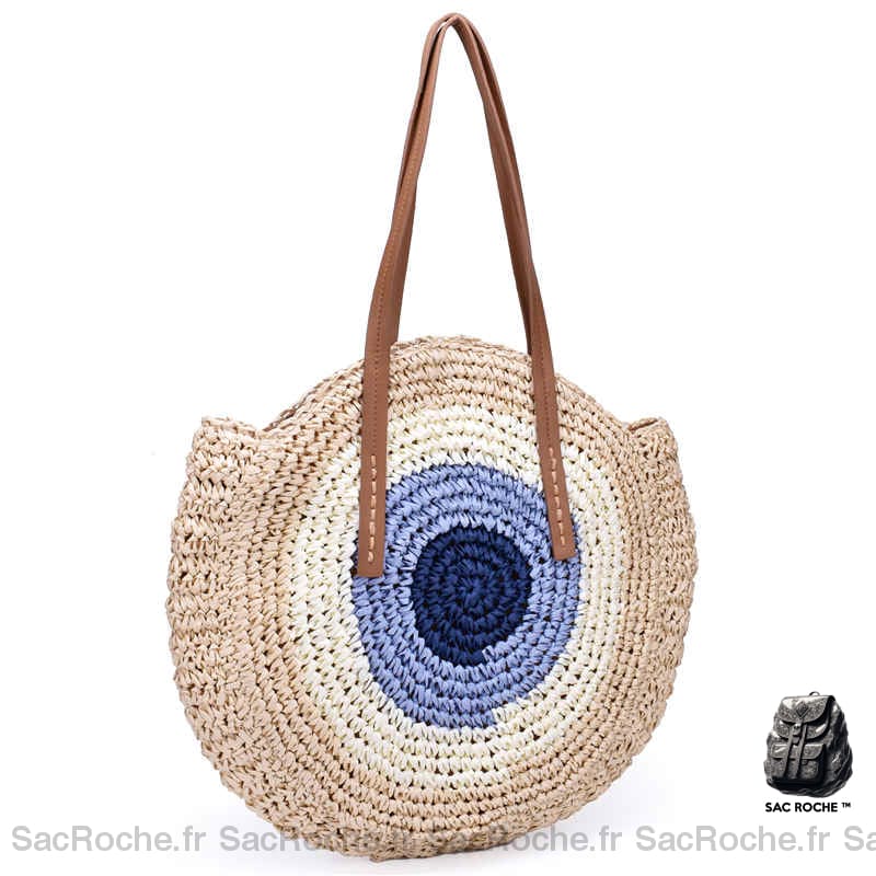 Sac À Main Rond Paille Style Boho Beige Sac Main Femme