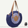 Sac À Main Rond Paille Style Boho Bleu Sac Main Femme
