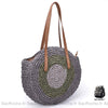 Sac À Main Rond Paille Style Boho Gris Sac Main Femme