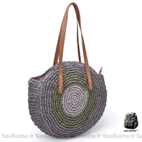 Sac à Main Rond Paille Style Boho - modèle Gris - Sac Roche ™