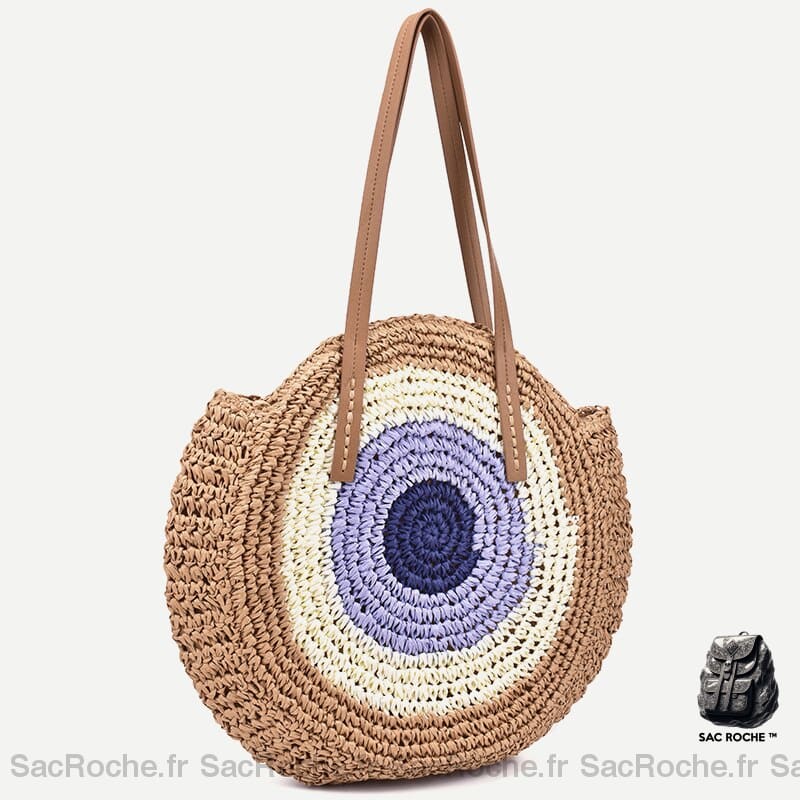 Sac À Main Rond Paille Style Boho Marron Sac Main Femme