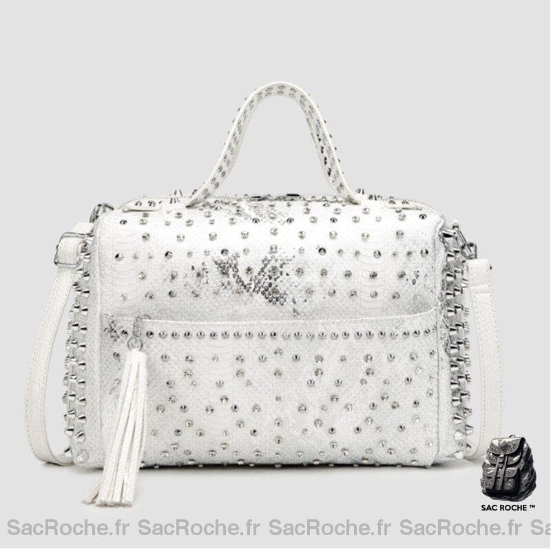 Sac À Main Strass Élégant Femme Blanc