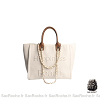 Sac à Main Toile Femme - modèle Blanc avec écriture - Sac Roche ™