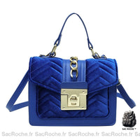 Sac à Main Velours Femme - modèle Bleu / 21 x 15 x 10 cm - Sac Roche ™