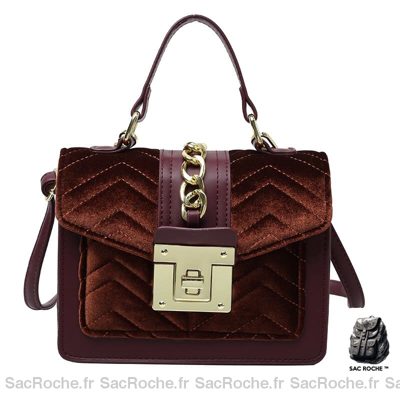 Sac À Main Velours Femme Café / 21 X 15 10 Cm
