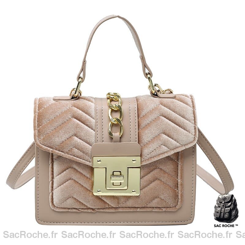 Sac À Main Velours Femme Kaki / 21 X 15 10 Cm