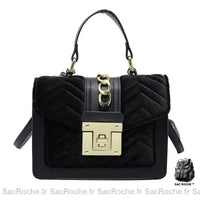 Sac À Main Velours Femme Noir / 21 X 15 10 Cm