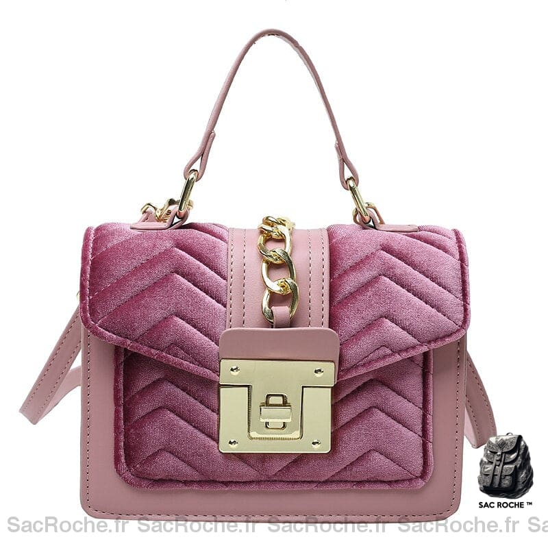 Sac À Main Velours Femme Rose / 21 X 15 10 Cm