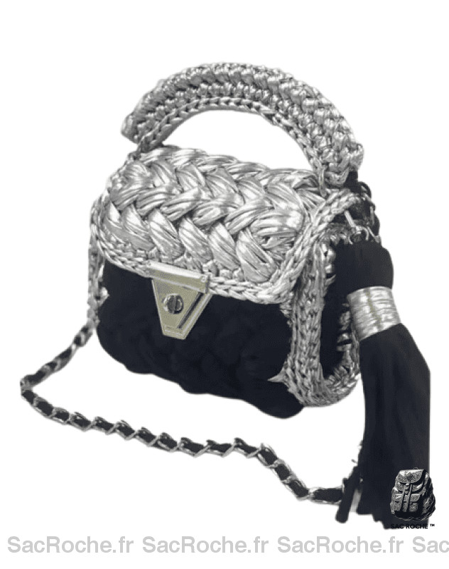 Sac À Mains Femme Tressé Bohème Argenté / 22 X 5 15Cm Main