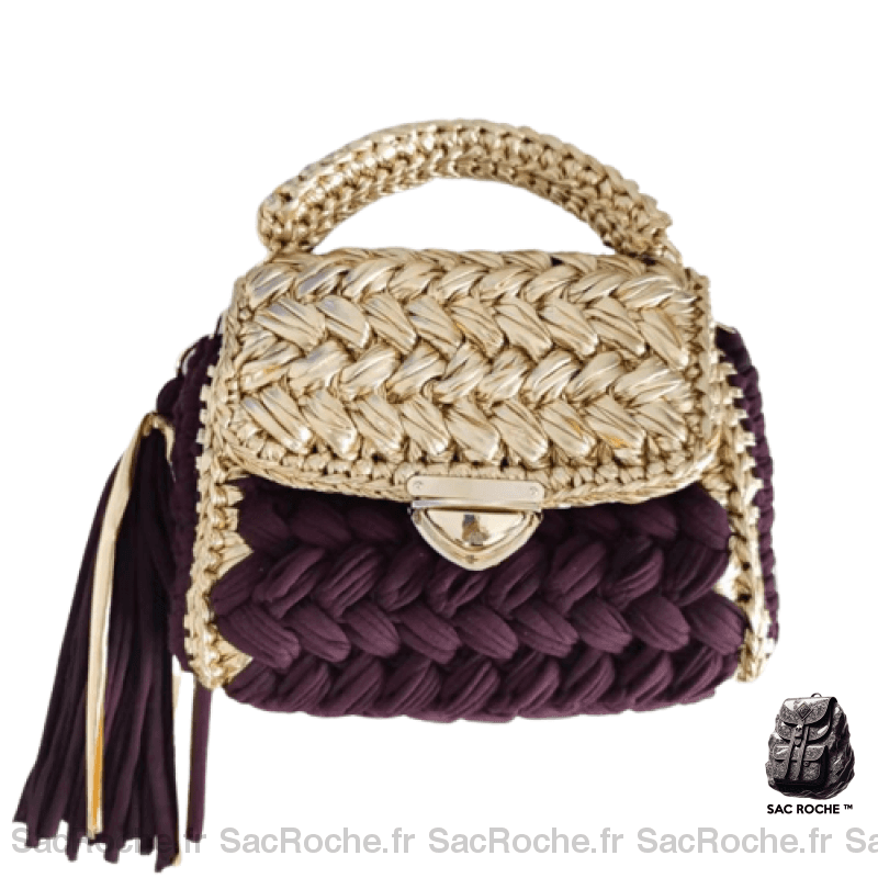 Sac À Mains Femme Tressé Bohème Aubergine / 22 X 5 15Cm Main
