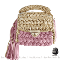 Sac À Mains Femme Tressé Bohème Rose / 22 X 5 15Cm Main