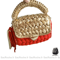 Sac à Mains Femme Tressé Bohème - modèle Rouge / 22 x 5 x 15cm - Sac Roche ™