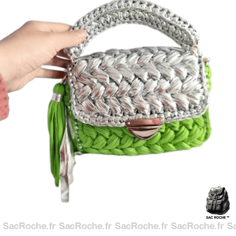 Sac À Mains Femme Tressé Bohème Vert / 22 X 5 15Cm Main