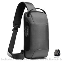 Sac Antivol Bandoulière Homme Sécurisé - modèle Gris - Sac Roche ™