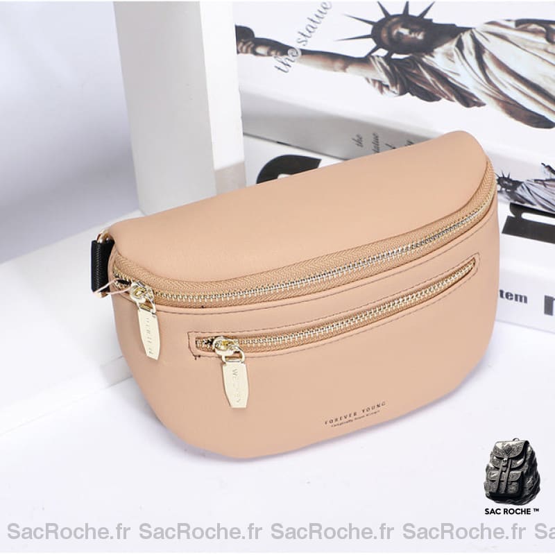 Sac Banane Cuir Rétro Look Beige Pochette Femme