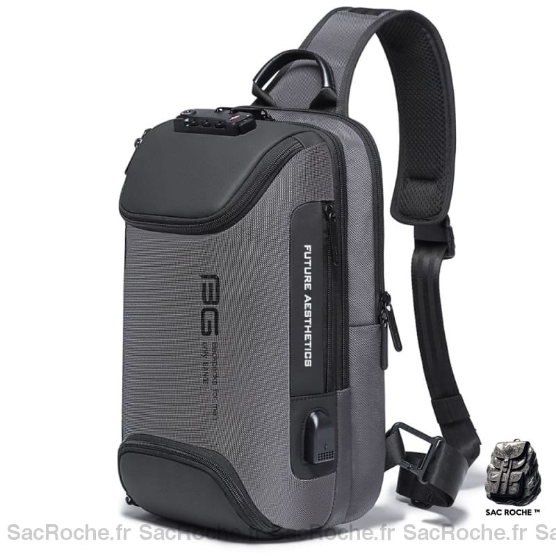 Sac Bandoulière Antivol Noir / Gris - Porté Dos/Poitrine Sacs Bange