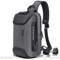 Sac Bandoulière Antivol Noir / Gris - Porté Dos/Poitrine - modèle Gris - Sac Roche ™
