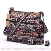 Sac Bandoulière Bohème Motifs Ethnique Éléphant - modèle Marron - Sac Roche ™