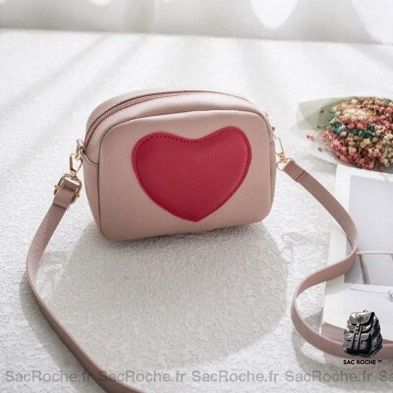 Sac Bandoulière Cur Petit & Mignon Rose Sac À Main Femme